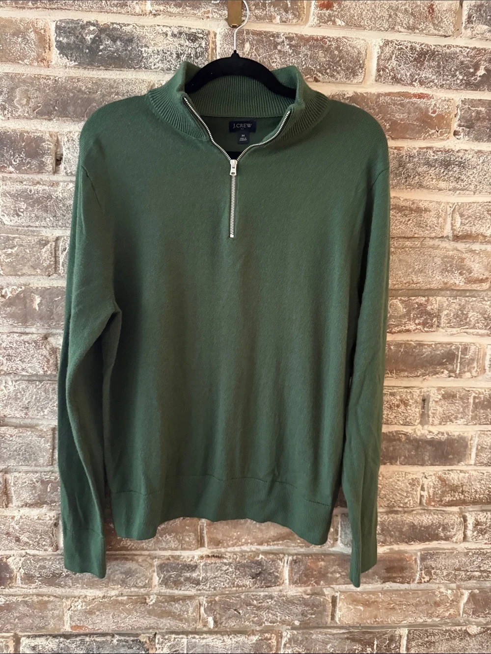 J. Crew Men's Half-Zip Sweater in Dark Green
